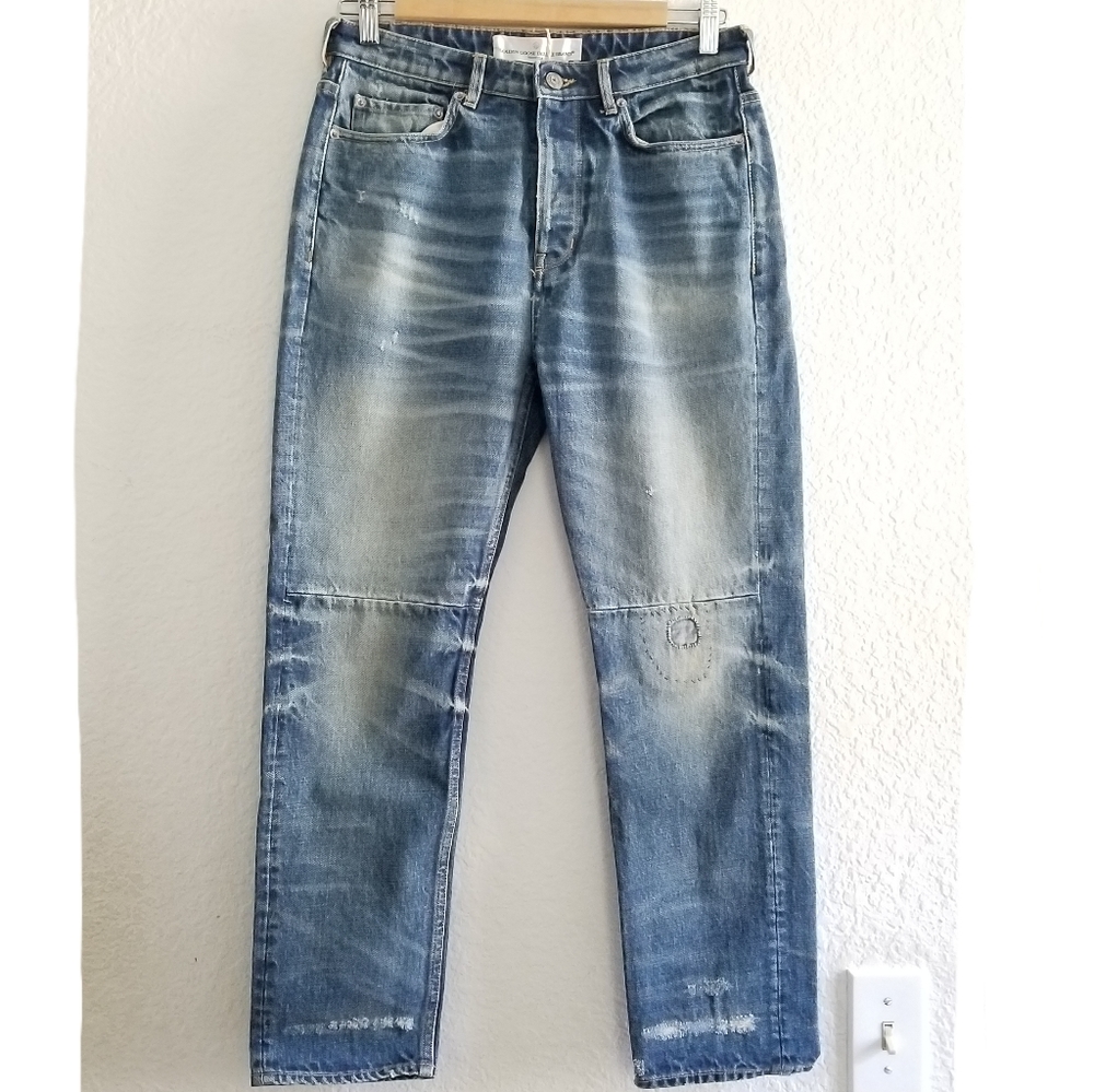 Golden Goose Happy Distressed Tapered Leg High Rise Jeans Size 27 Mid Wa… - Picture 2 of 10